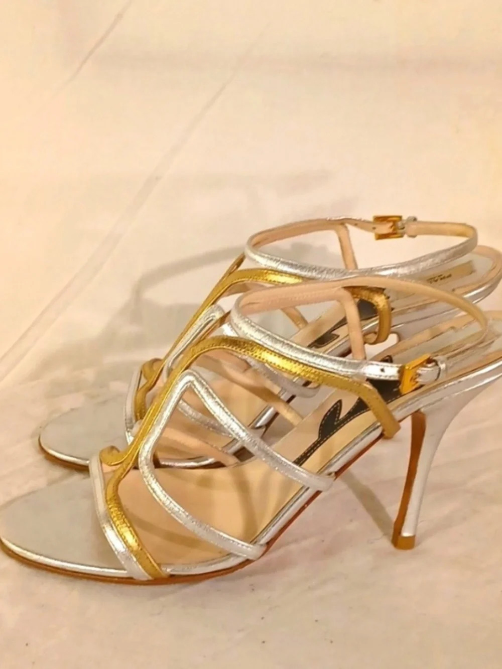 Prada Milano heels gold silver - Picture 1 of 4